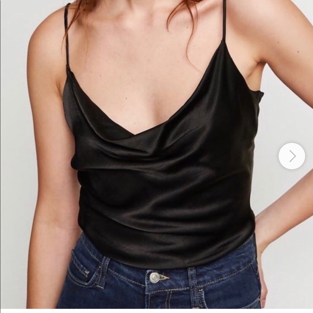 Zara black satin camisole top